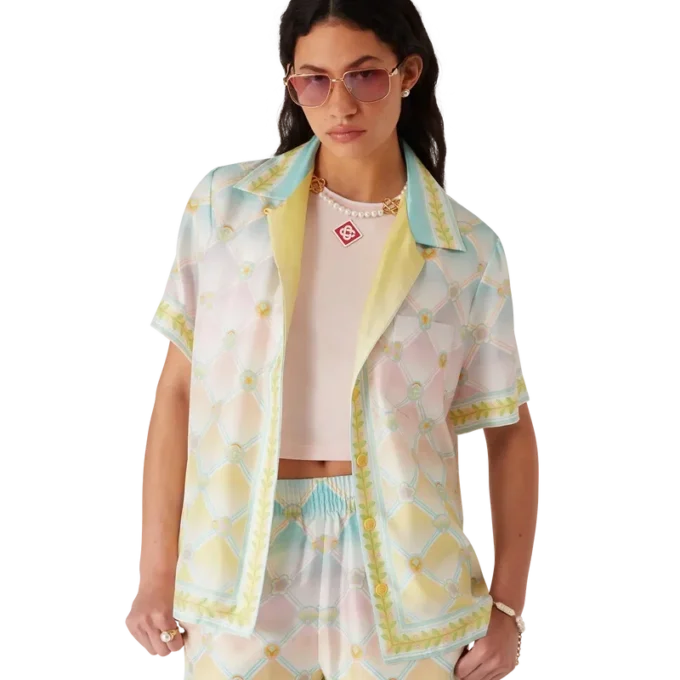 Candy Icons zijden twill overhemd met korte mouwen