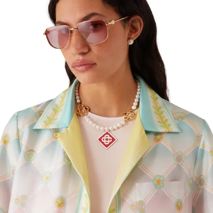 Candy Icons zijden twill overhemd met korte mouwen