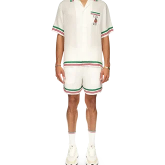 Casa Way zijden overhemd met gebreide kraag