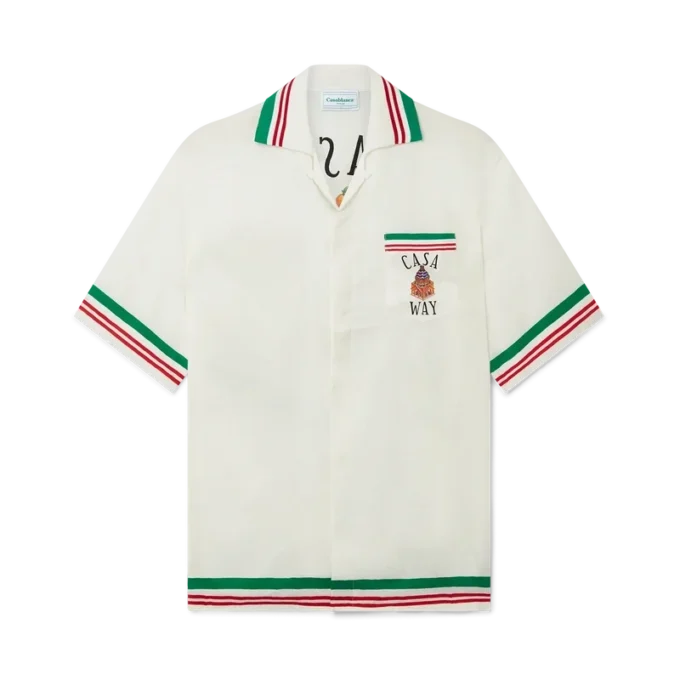 Casa Way zijden overhemd met gebreide kraag