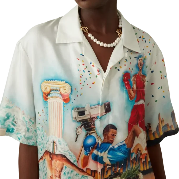 Celebration Du Sport zijden overhemd met korte mouwen