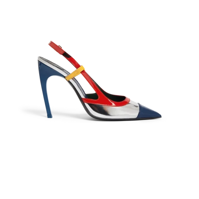 Chrome Arch Slingback Pump