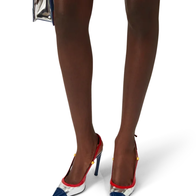 Chrome Arch Slingback Pump