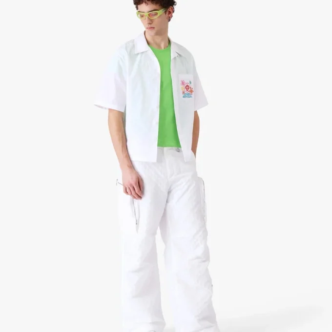 Collage D’icones Graphiques geborduurd overhemd met korte mouwen