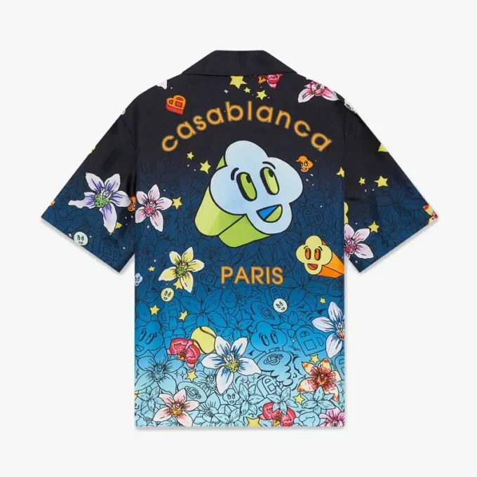 Collage D’icones Graphiques zijden overhemd met korte mouwen