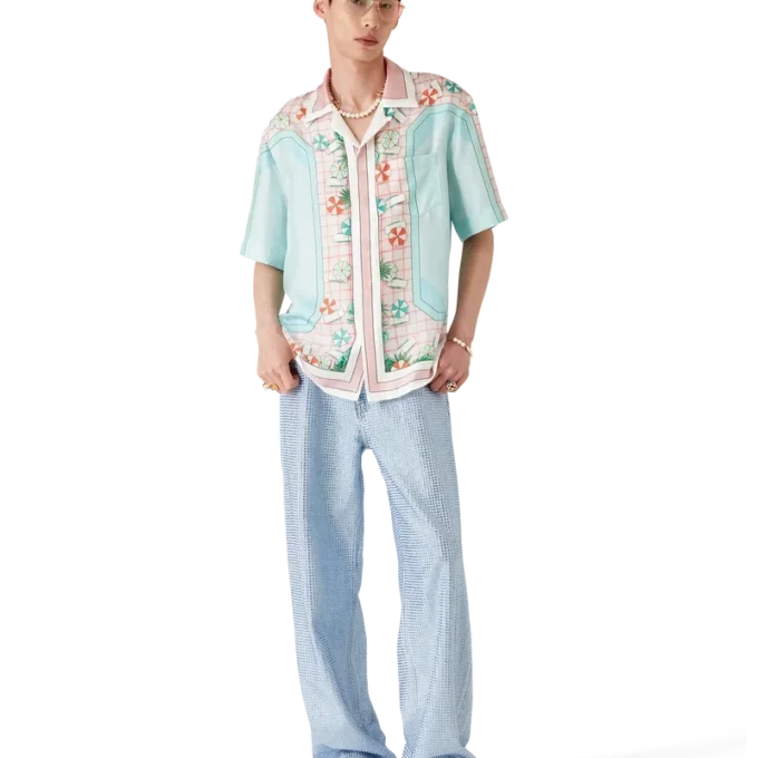 Copacabana zijden overhemd met korte mouwen Copacabana zijden overhemd met korte mouwen