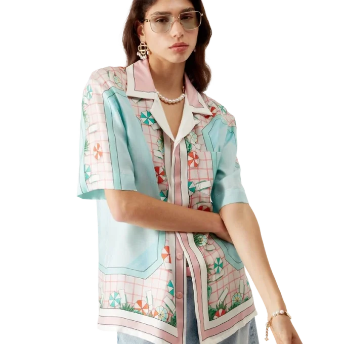 Copacabana zijden overhemd met korte mouwen Copacabana zijden overhemd met korte mouwen