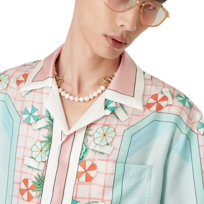 Copacabana zijden overhemd met korte mouwen Copacabana zijden overhemd met korte mouwen