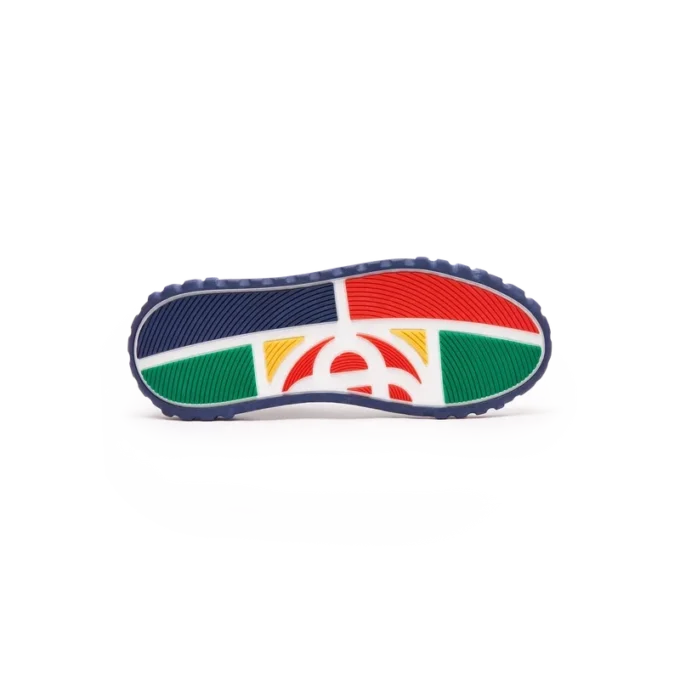 Court sneaker voor heren in wit en marineblauw