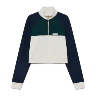 Cropped sweatshirt met kwartrits en kleurblokken