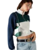 Cropped sweatshirt met kwartrits en kleurblokken Cropped sweatshirt met kwartrits en kleurblokken