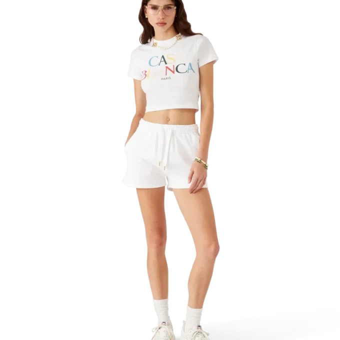 Cropped T-shirt met gestapeld logo Cropped T-shirt met gestapeld logo