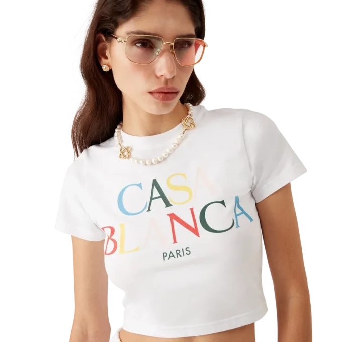 Cropped T-shirt met gestapeld logo Cropped T-shirt met gestapeld logo