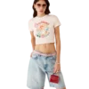 Cropped T-shirt met paddestoelembleem Cropped T-shirt met paddestoelembleem