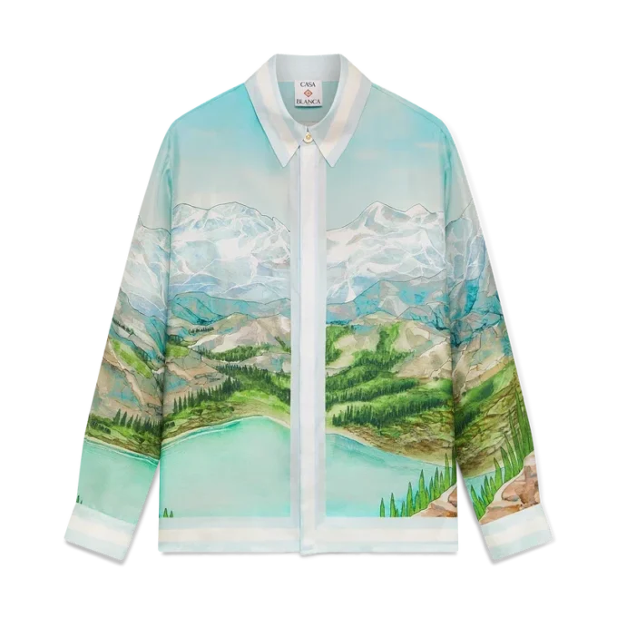 Dalmatian a La Montagne zijden overhemd met lange mouwen