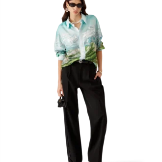 Dalmatian a La Montagne zijden overhemd met lange mouwen