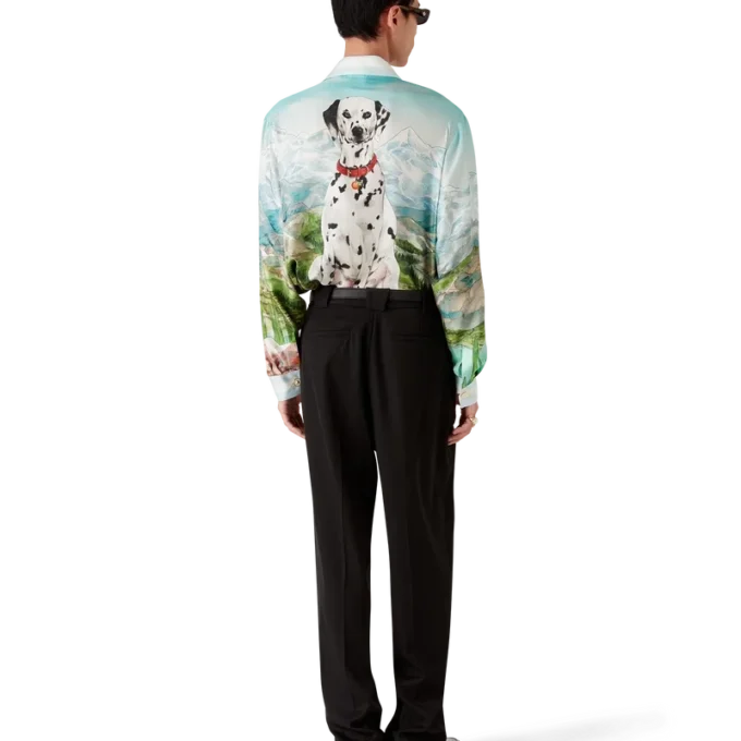 Dalmatian a La Montagne zijden overhemd met lange mouwen