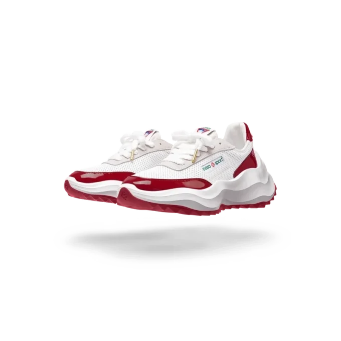 Dames Atlantis sneaker in wit en haute rood