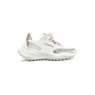 Dames Atlantis witte & chromen sneaker Dames Atlantis witte & chromen sneaker