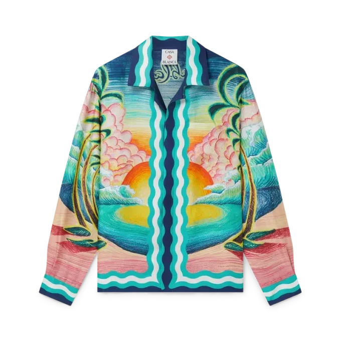 Danse De La Mer zijden overhemd met lange mouwen