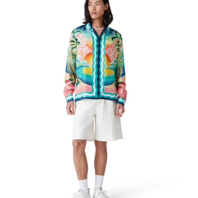 Danse De La Mer zijden overhemd met lange mouwen