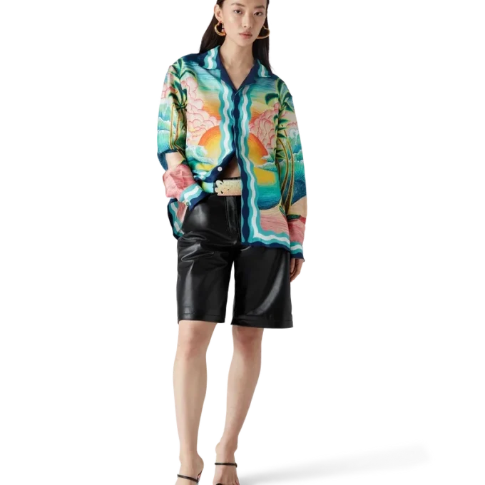 Danse De La Mer zijden overhemd met lange mouwen