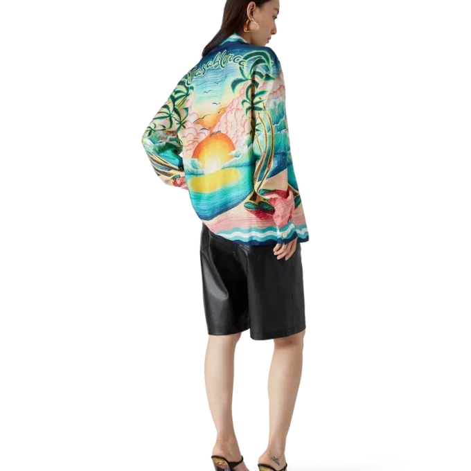 Danse De La Mer zijden overhemd met lange mouwen