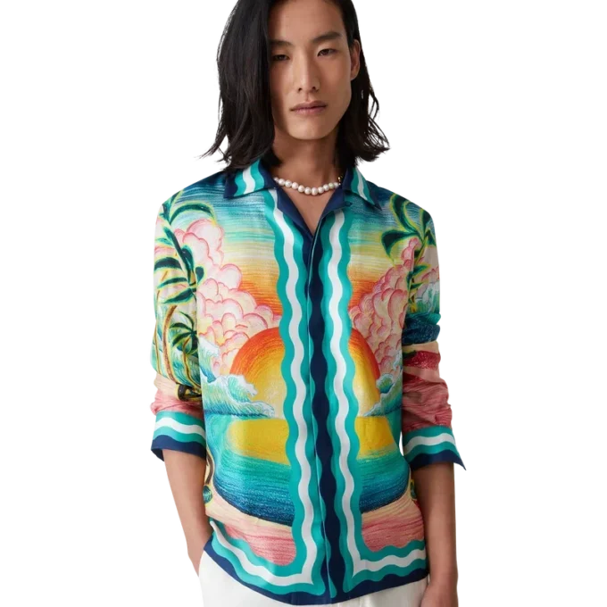 Danse De La Mer zijden overhemd met lange mouwen