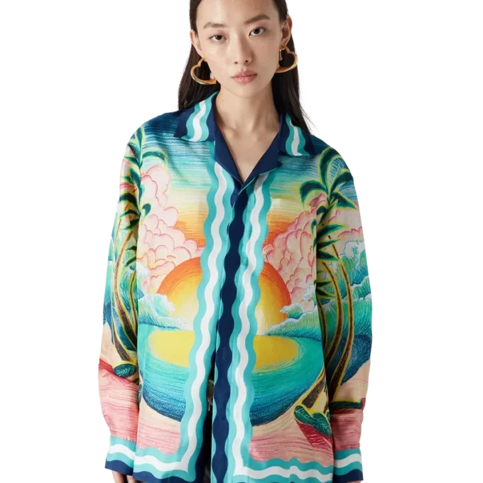 Danse De La Mer zijden overhemd met lange mouwen