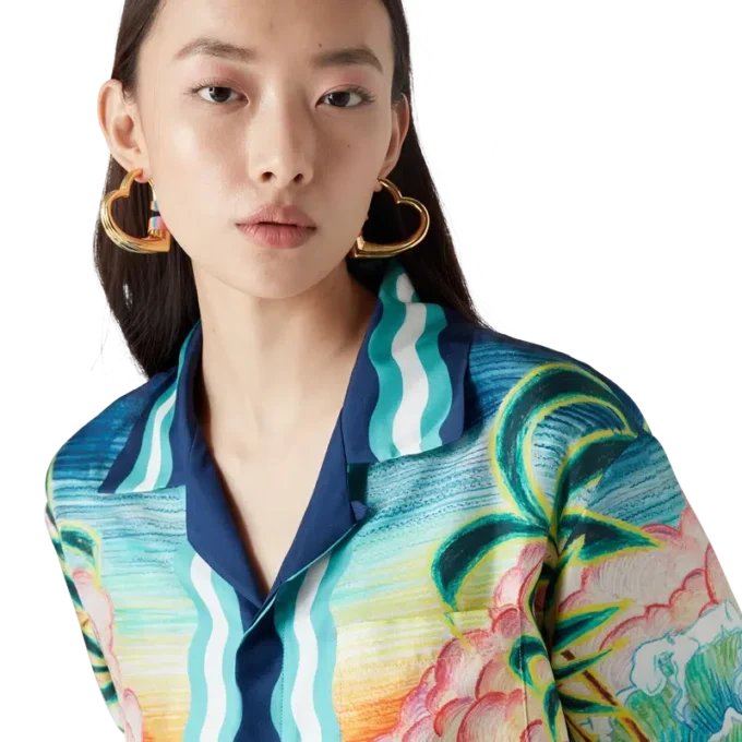 Danse De La Mer zijden overhemd met lange mouwen