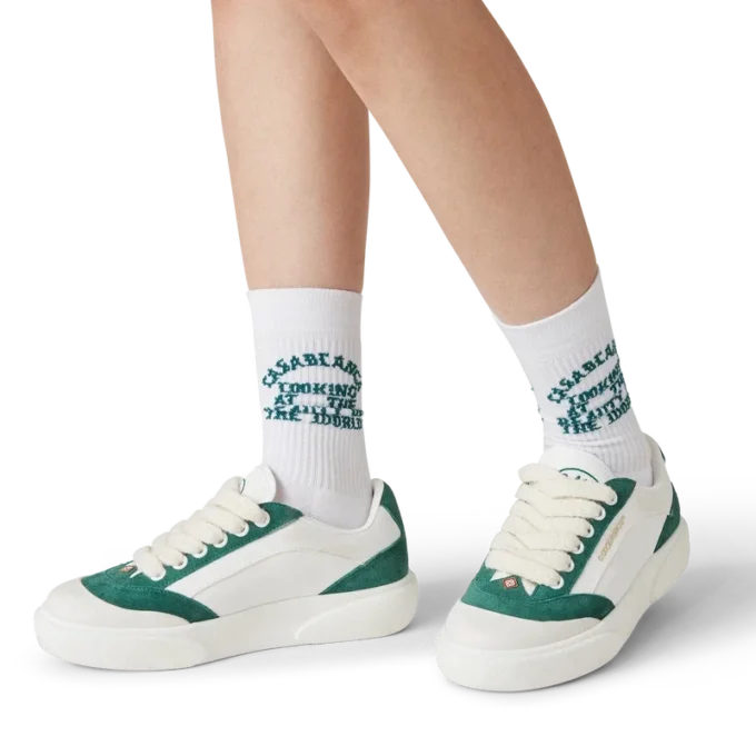 Del Mar witte en groene sneaker voor dames