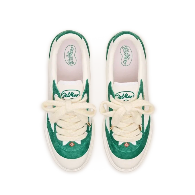 Del Mar witte en groene sneaker voor dames