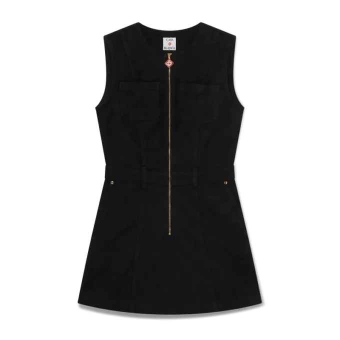 Denim Monogram-jurk met rits Denim Monogram-jurk met rits