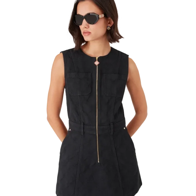 Denim Monogram-jurk met rits Denim Monogram-jurk met rits