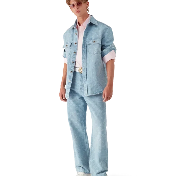 Denim monogram overhemd Denim monogram overhemd