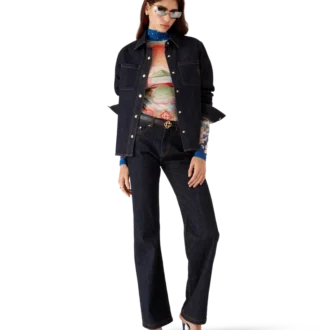 Denim overhemd met geborduurd logo