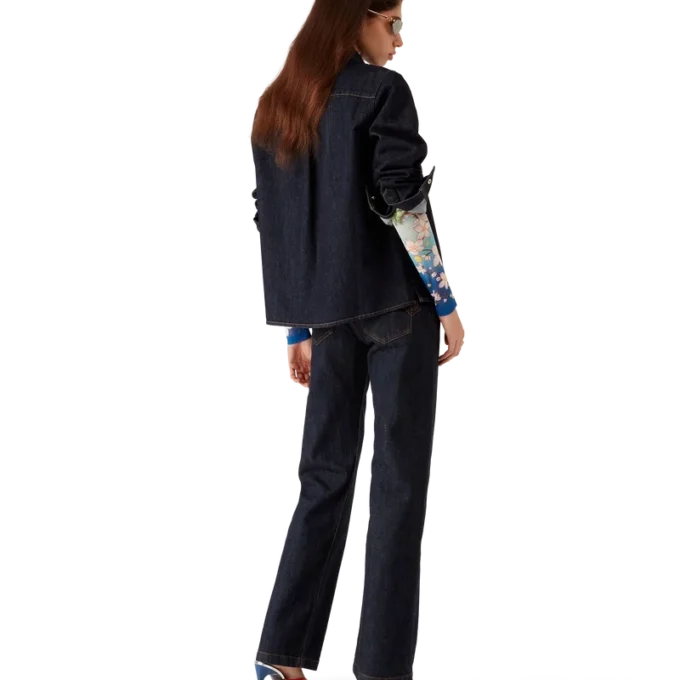 Denim overhemd met geborduurd logo