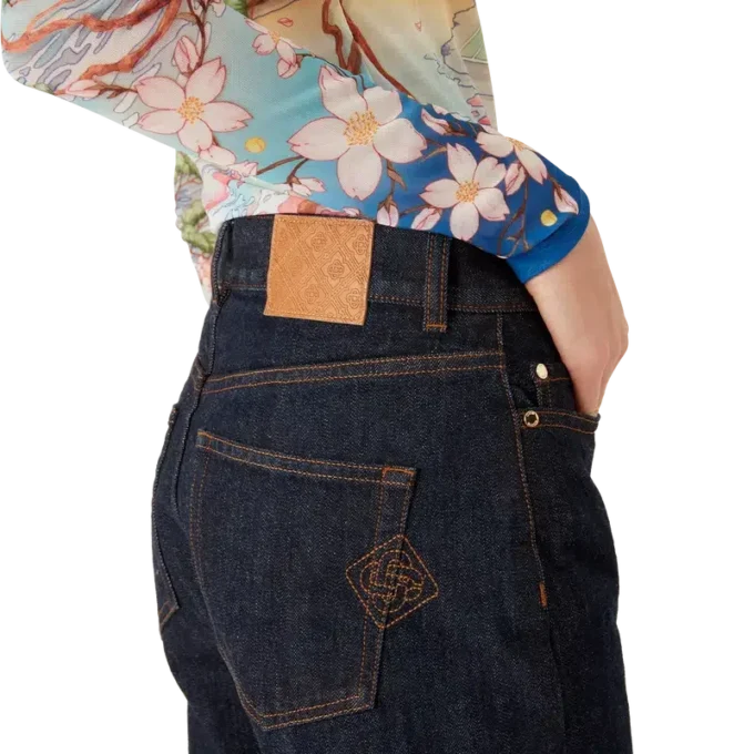 Denim overhemd met geborduurd logo