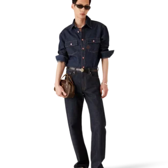 Denim shorts met korte mouwen en geborduurd logo