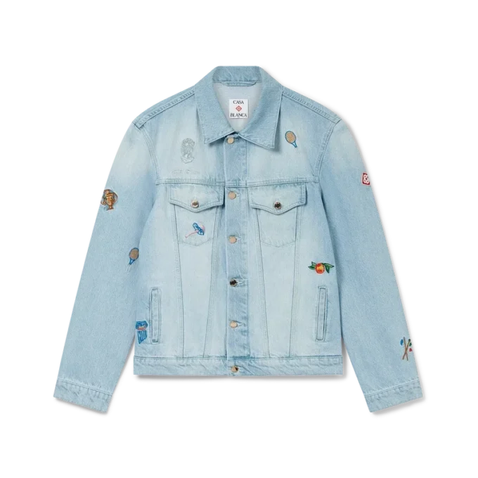 Denimjasje met geborduurd motief