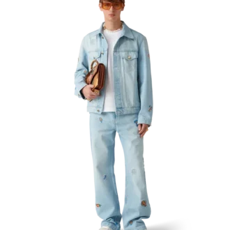 Denimjasje met geborduurd motief