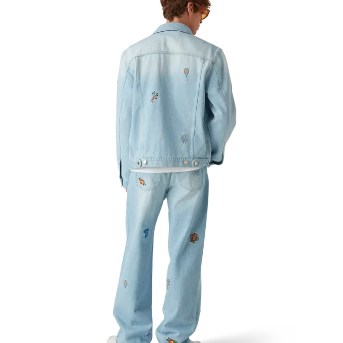 Denimjasje met geborduurd motief