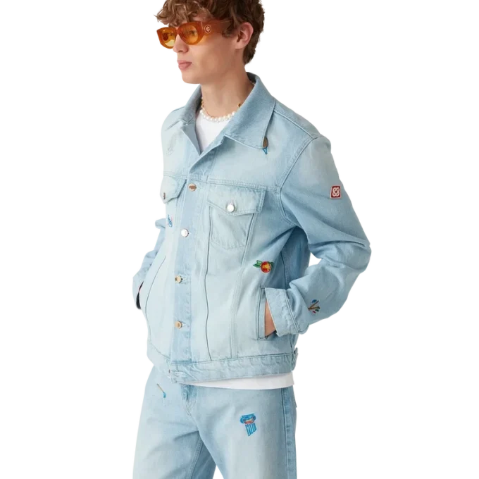 Denimjasje met geborduurd motief