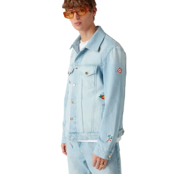 Denimjasje met geborduurd motief