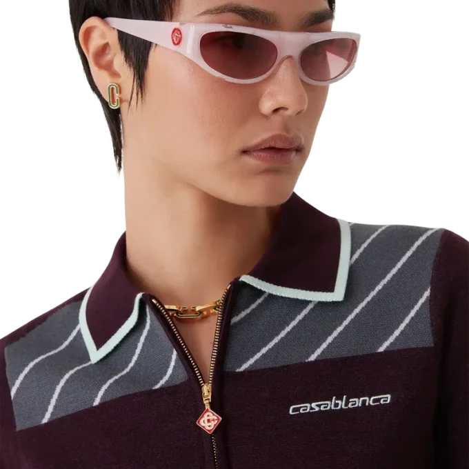 Diagonal Tennis Merino poloshirt met lange mouwen