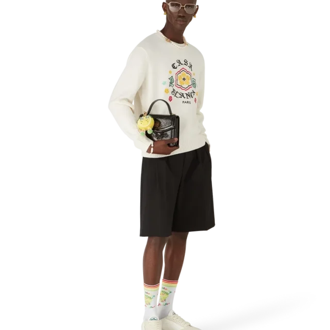 Emblem Merino gebreide trui met ronde hals