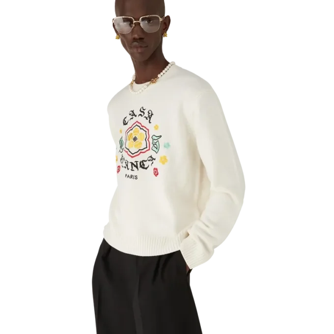 Emblem Merino gebreide trui met ronde hals