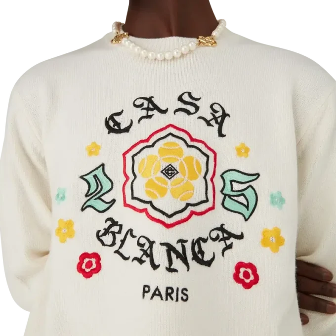 Emblem Merino gebreide trui met ronde hals