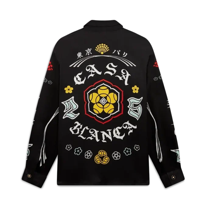 Emblem overhemd met lange mouwen van zijdesatijn Emblem overhemd met lange mouwen van zijdesatijn