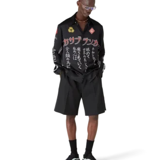 Emblem overhemd met lange mouwen van zijdesatijn